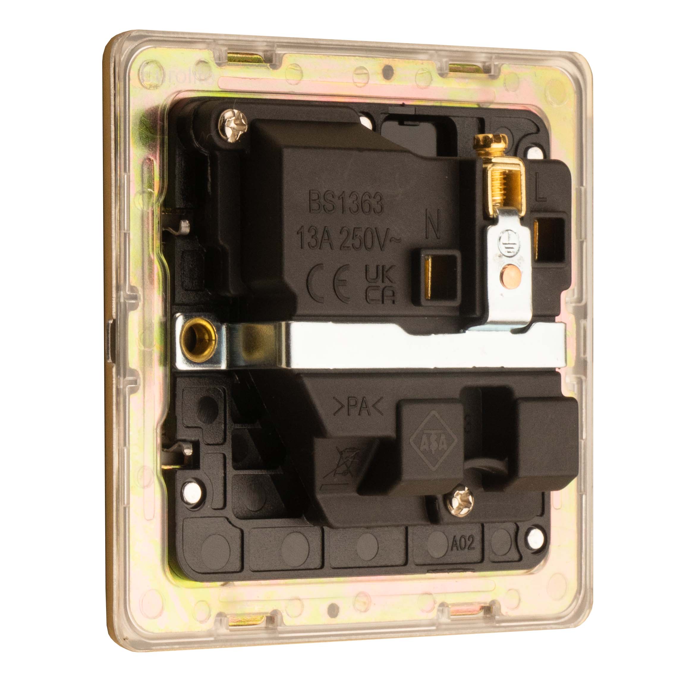 Concealed 3mm 1 Gang 13Amp Dp Switch - Satin Brass - Image 4