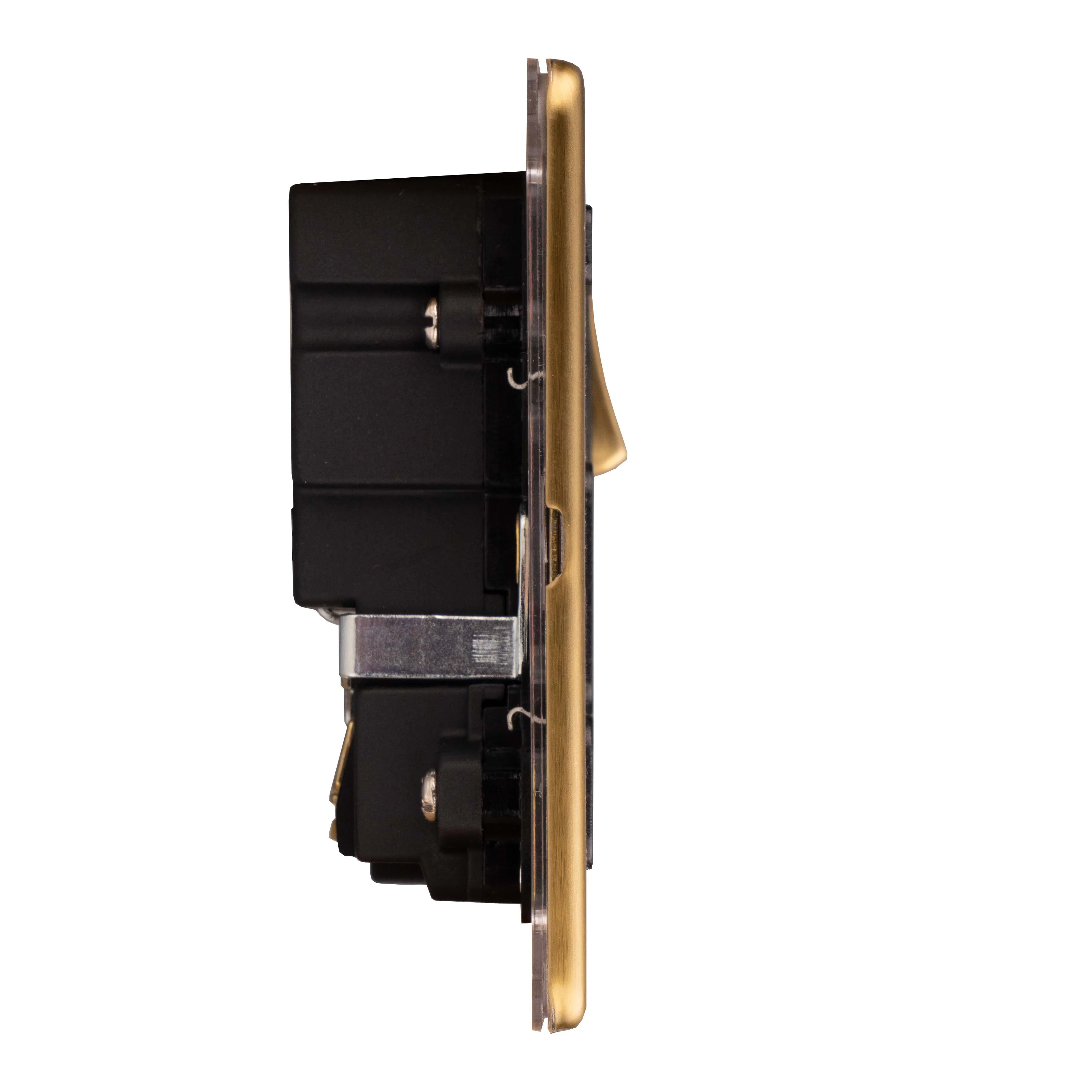 Concealed 3mm 1 Gang Switched Socket With Usb - Satin Brass - Image 4
