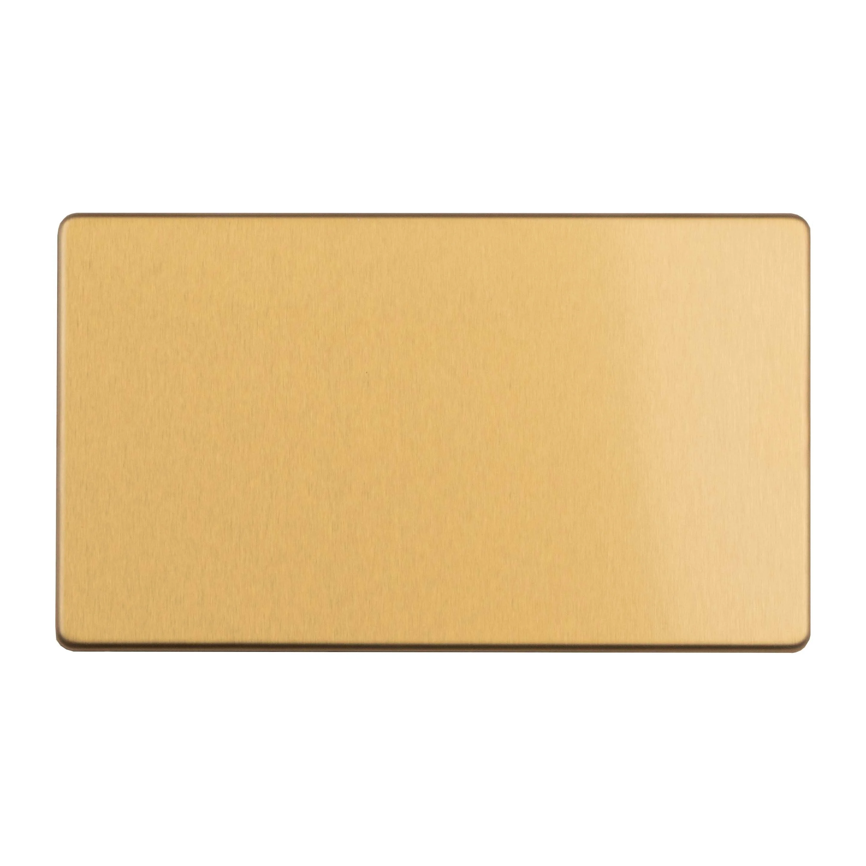Concealed 3mm 2 Gang Double Blank Plate - Satin Brass - Image 3