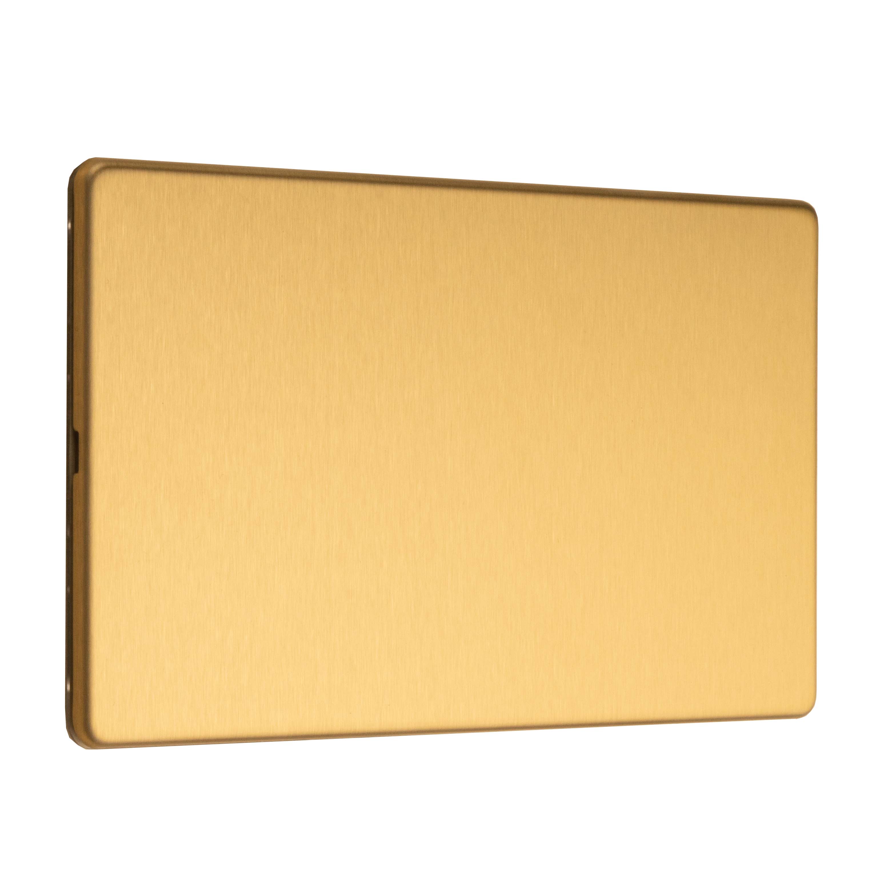 Concealed 3mm 2 Gang Double Blank Plate - Satin Brass - Image 4