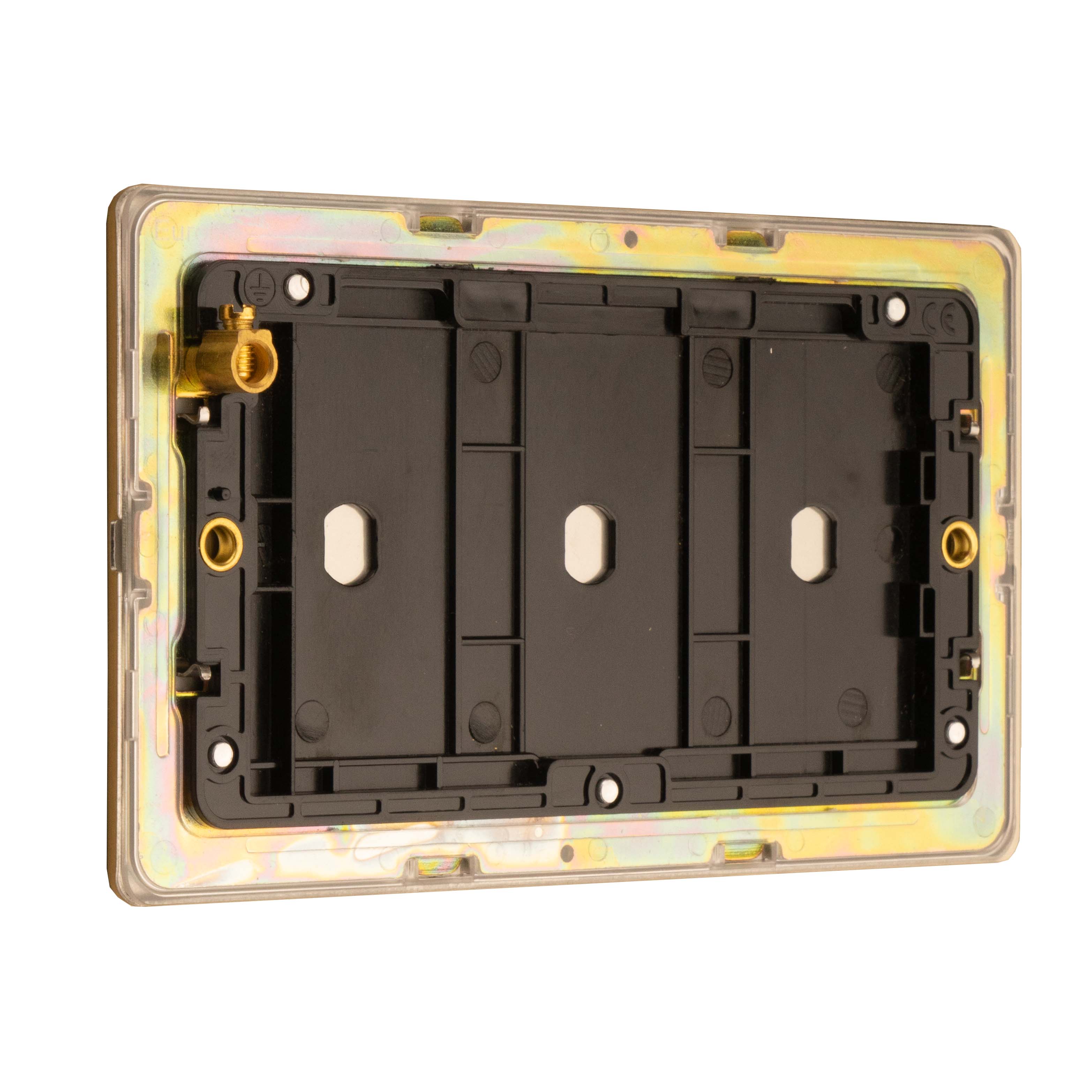Concealed 3mm 2 Gang Double Blank Plate - Satin Brass - Image 6