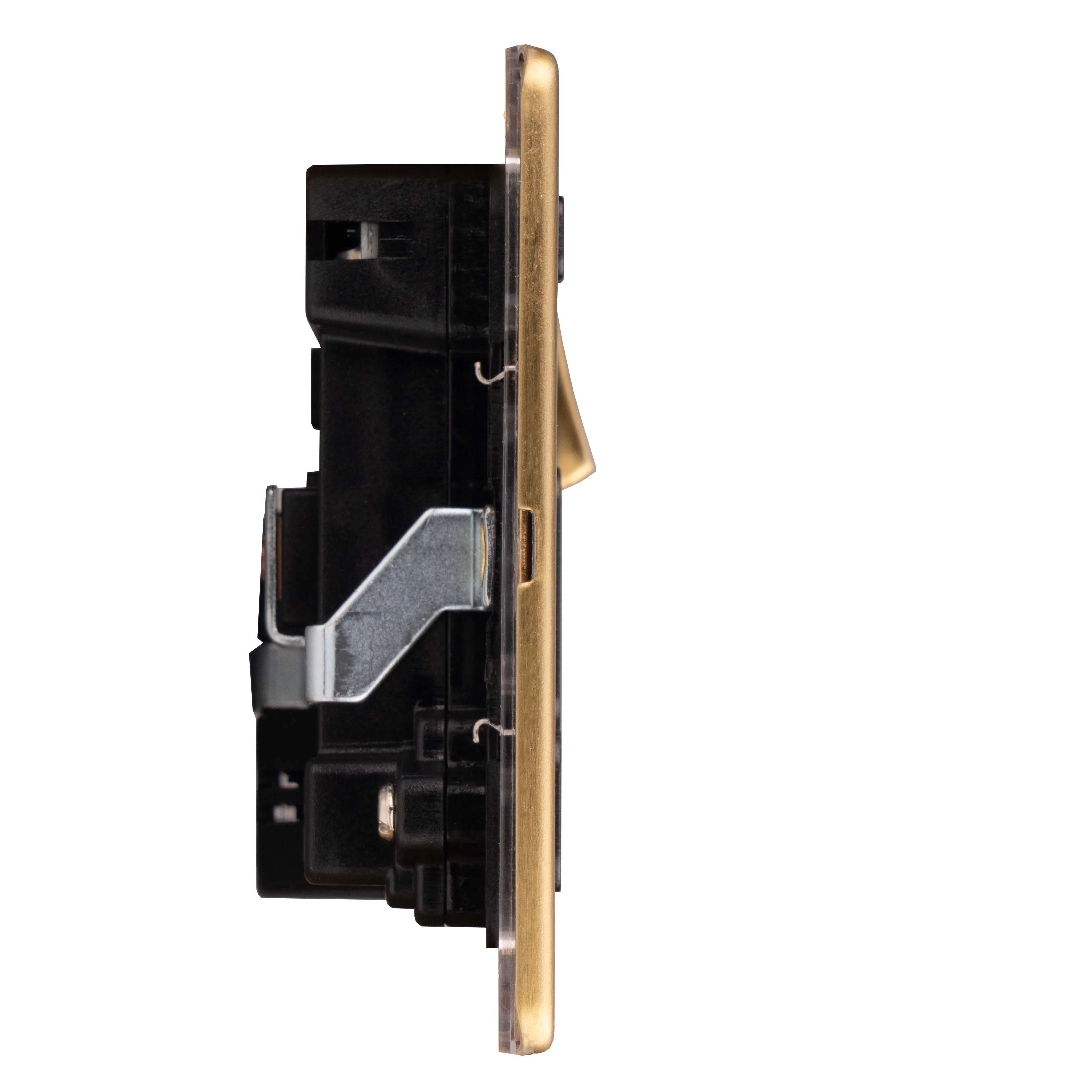 Concealed 3mm 2 Gang 13Amp Switched Socket With Usb - Satin Brass - Image 3