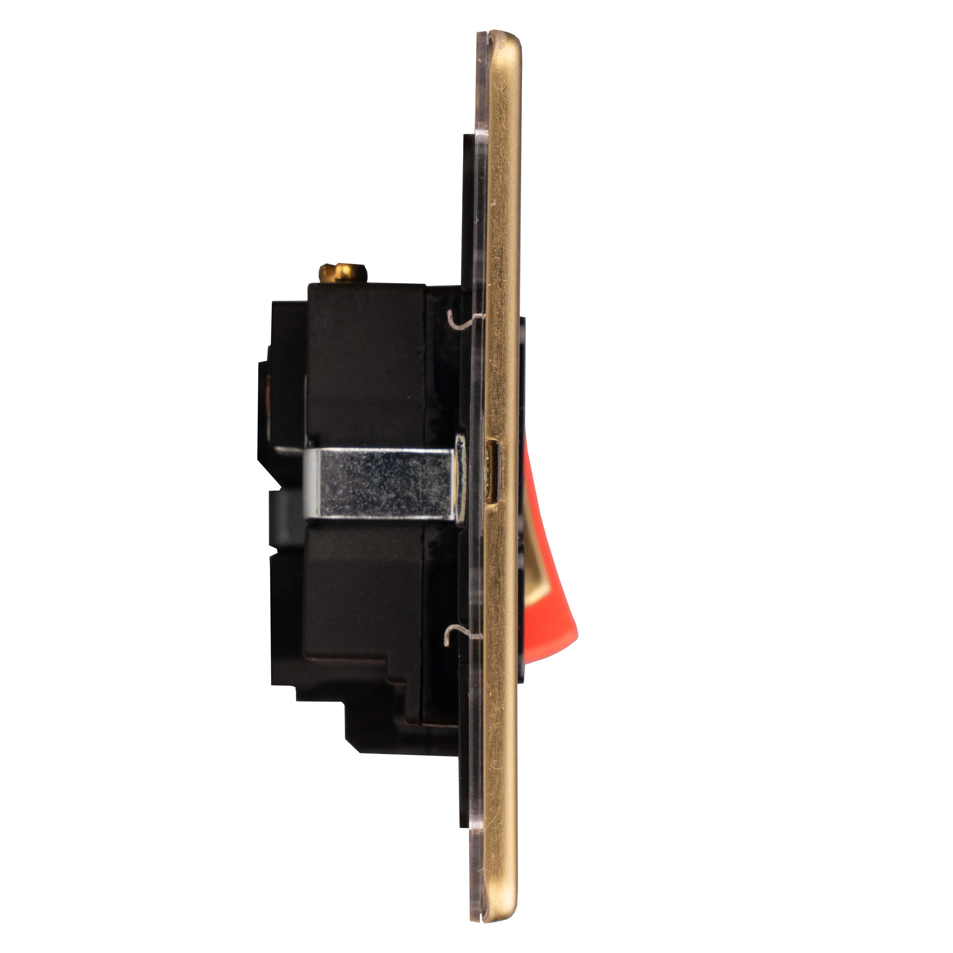 Concealed 3mm 45Amp Cooker Switch With Socket - Satin Brass - Image 5