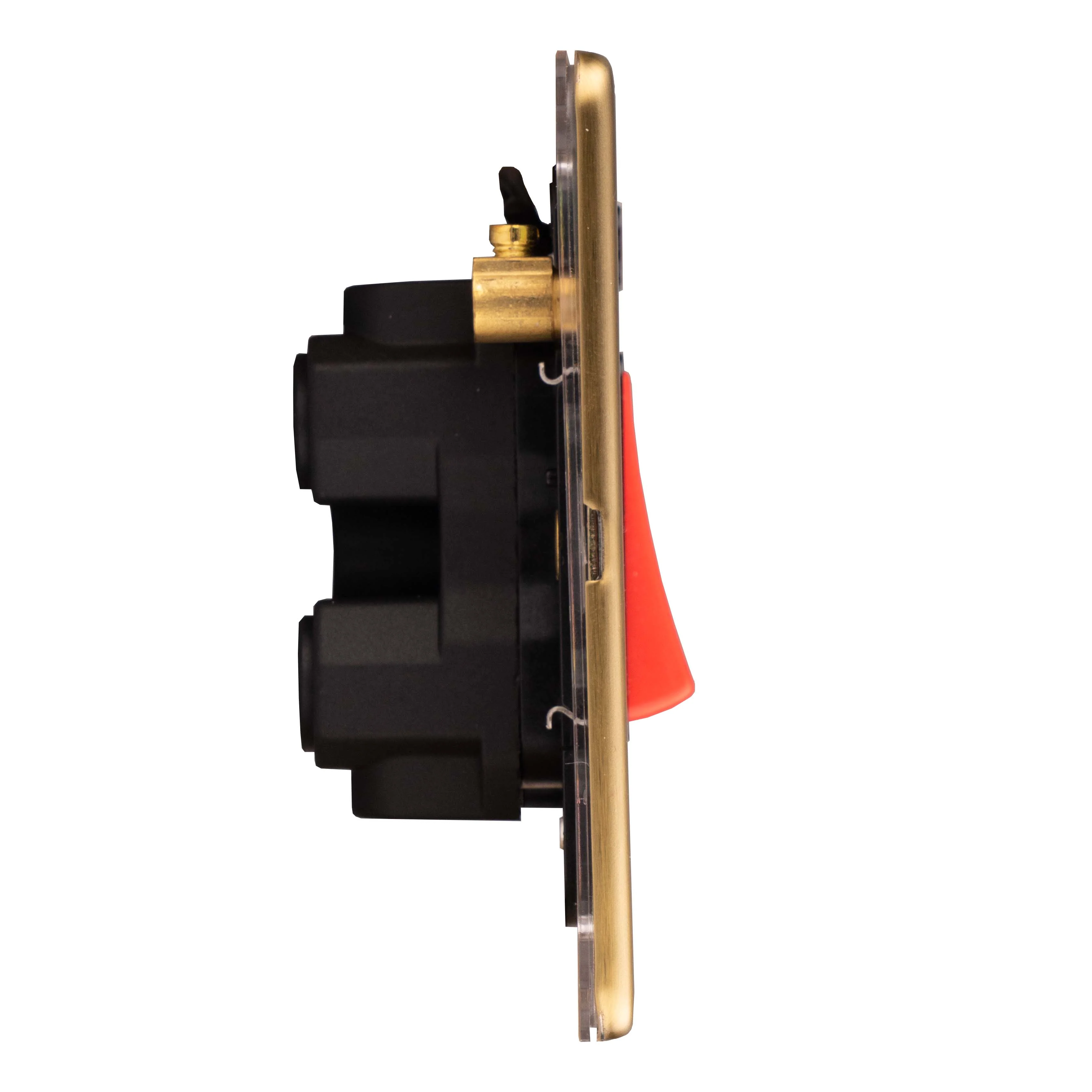 Concealed 3mm 1 Gang 45 Amp Switch With Neon Indicator - Satin Brass - Image 3