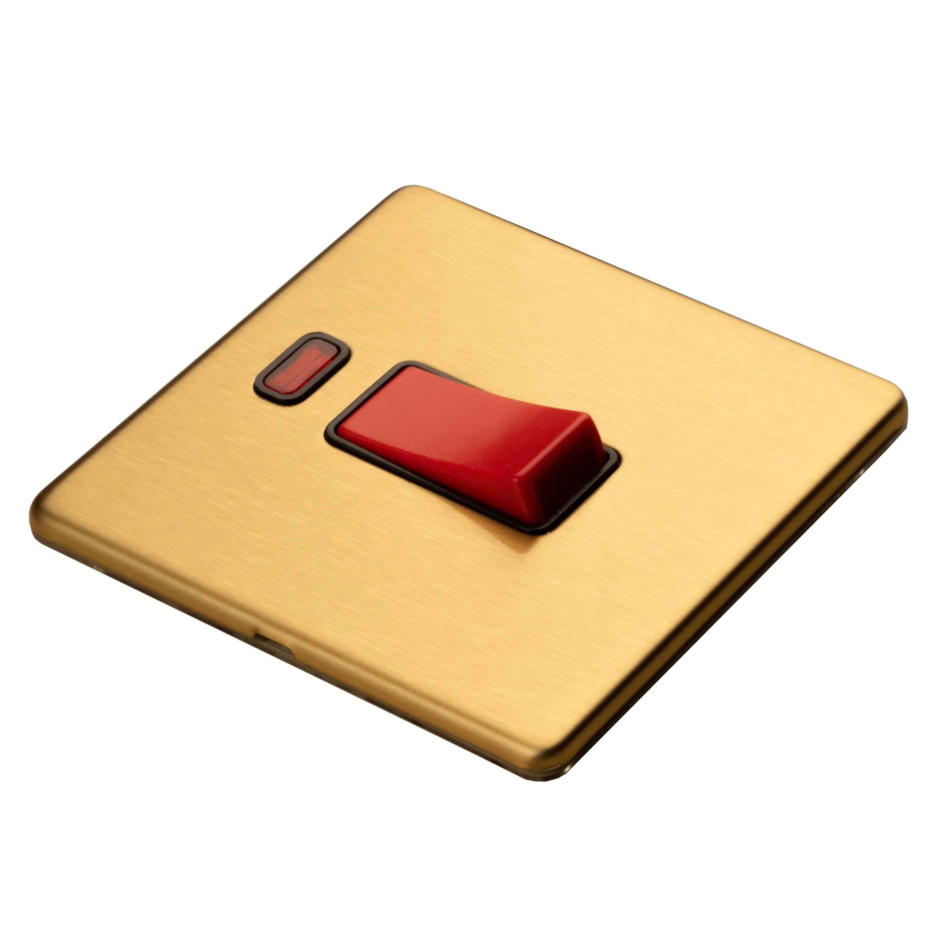 Concealed 3mm 1 Gang 45 Amp Switch With Neon Indicator - Satin Brass - Image 5