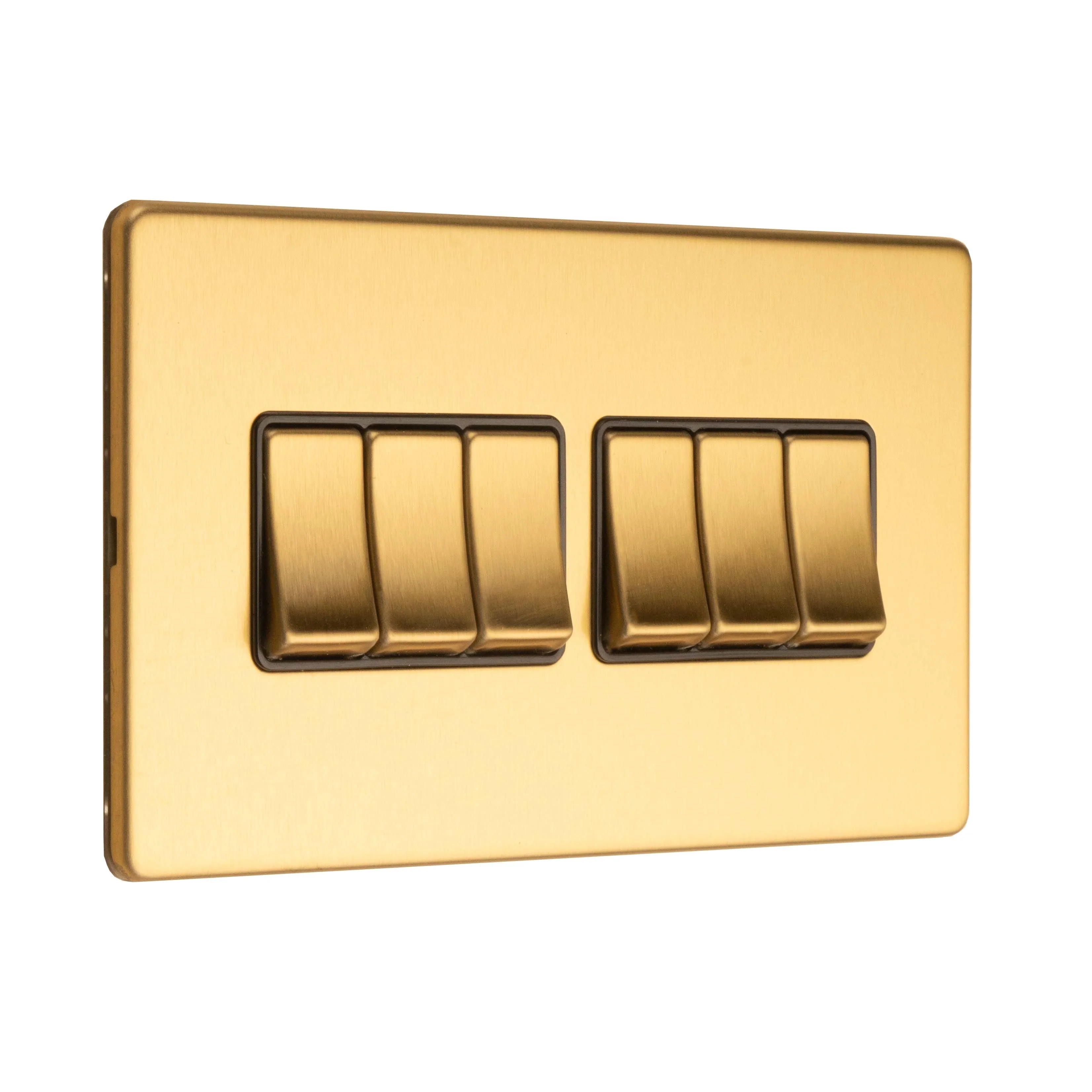 Concealed 3mm 6 Gang 2Way Switch - Satin Brass - Image 5