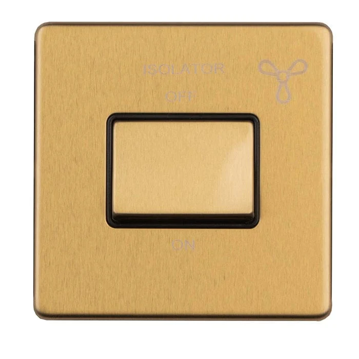Concealed 3mm 6Amp Fan Isolator Switch - Satin Brass