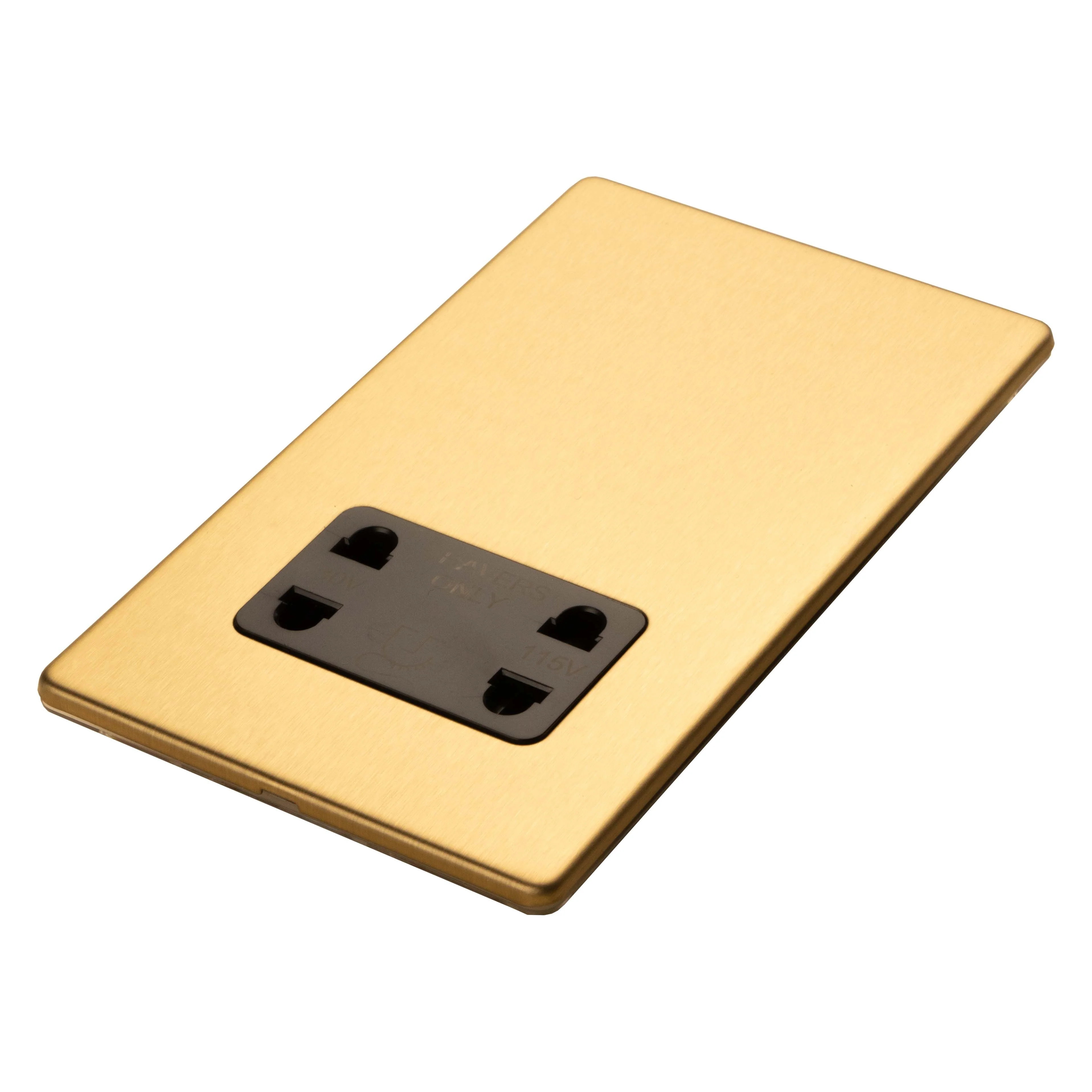 Concealed 3mm 2 Gang Shaver Socket - Satin Brass - Image 3