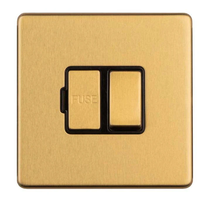 Concealed 3mm 13Amp Switched Fuse Spur - Satin Brass