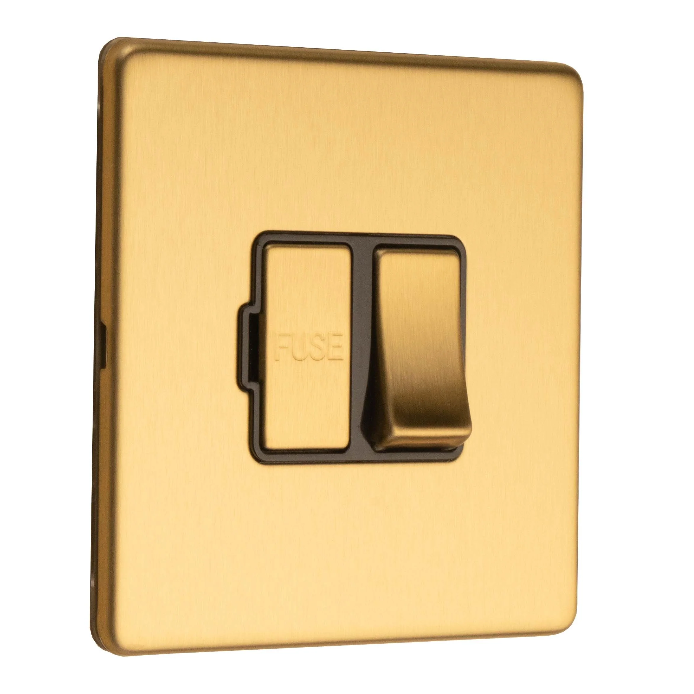 Concealed 3mm 13Amp Switched Fuse Spur - Satin Brass - Image 2