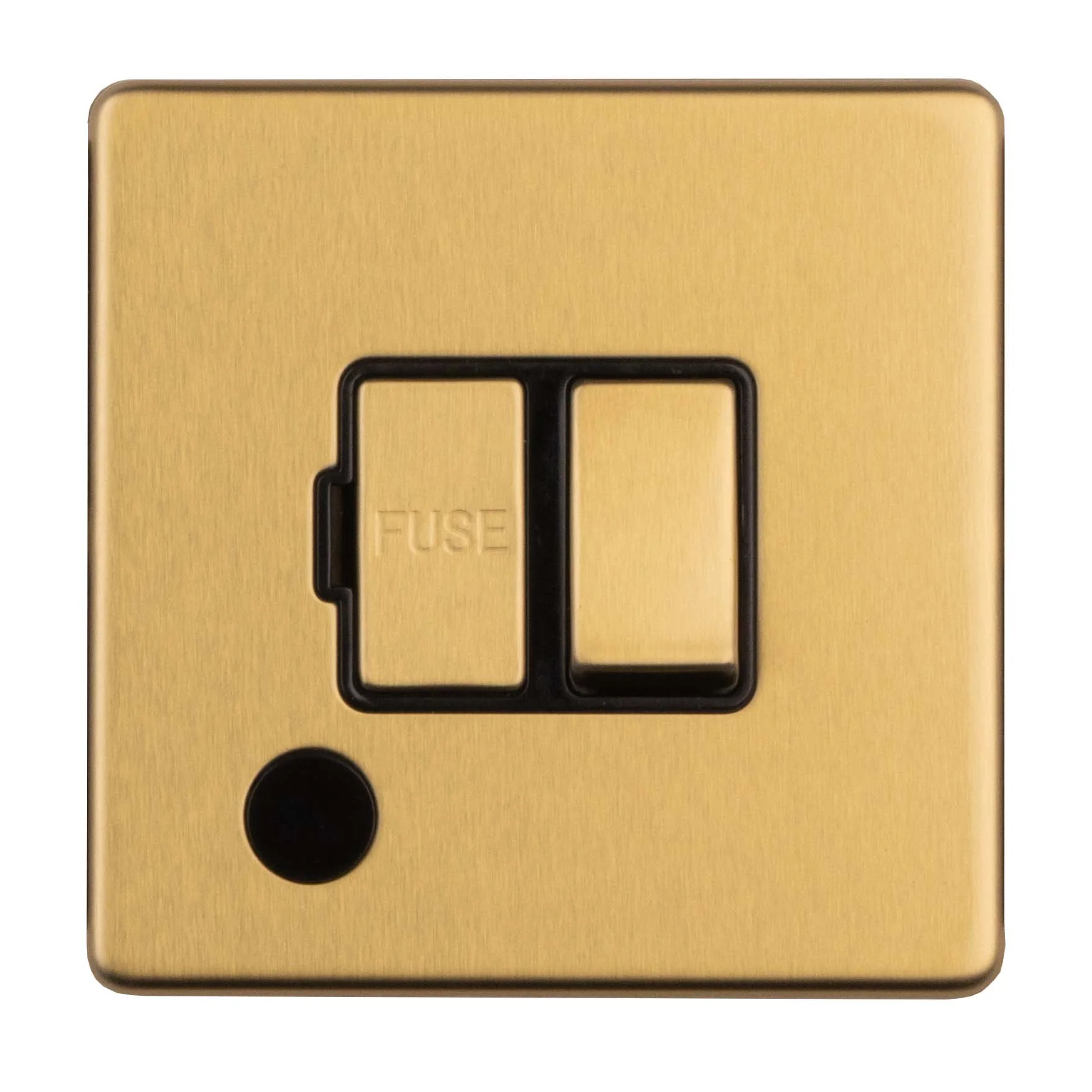 Concealed 3mm 13Amp Switched Fuse Spur With Flex Outlet - Satin Brass - Image 2