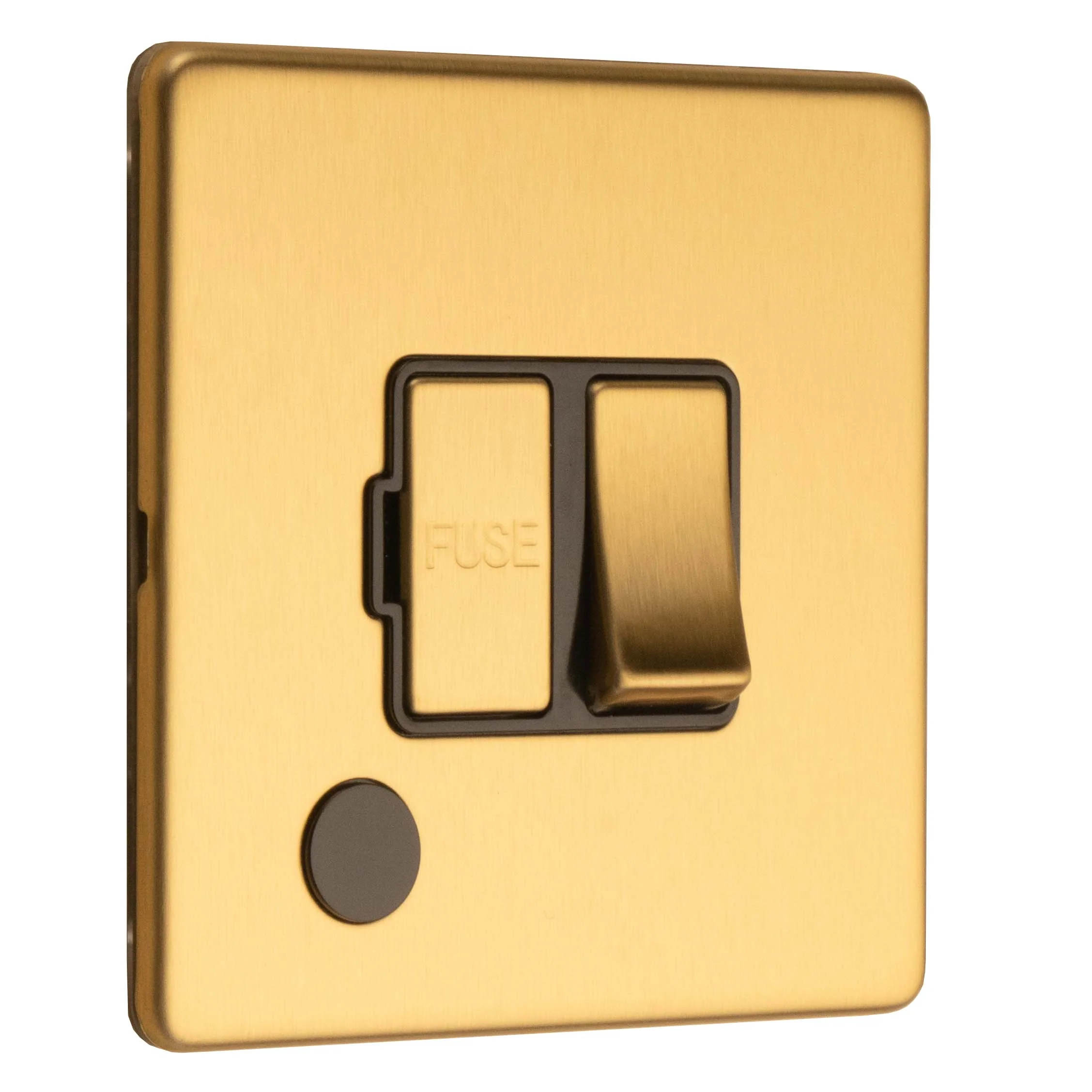 Concealed 3mm 13Amp Switched Fuse Spur With Flex Outlet - Satin Brass - Image 6