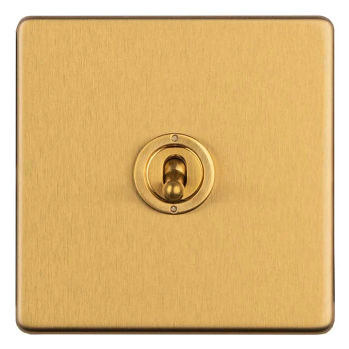 Concealed 3mm 1 Gang 2 Way Toggle Switch - Satin Brass