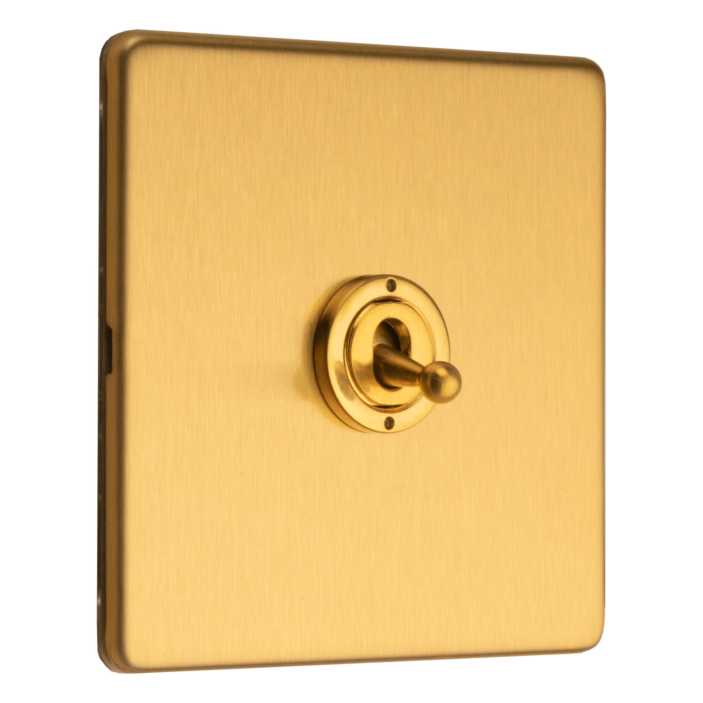Concealed 3mm 1 Gang 2 Way Toggle Switch - Satin Brass - Image 2