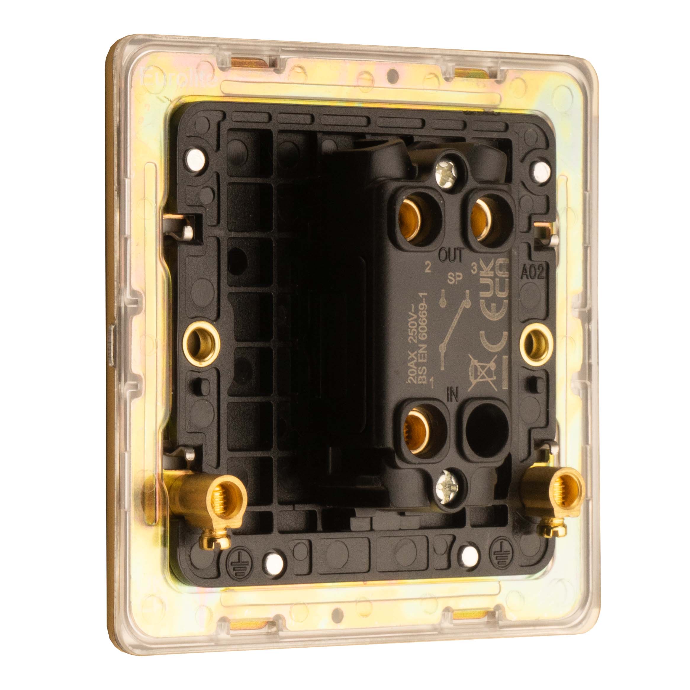 Concealed 3mm 1 Gang 2 Way Toggle Switch - Satin Brass - Image 6