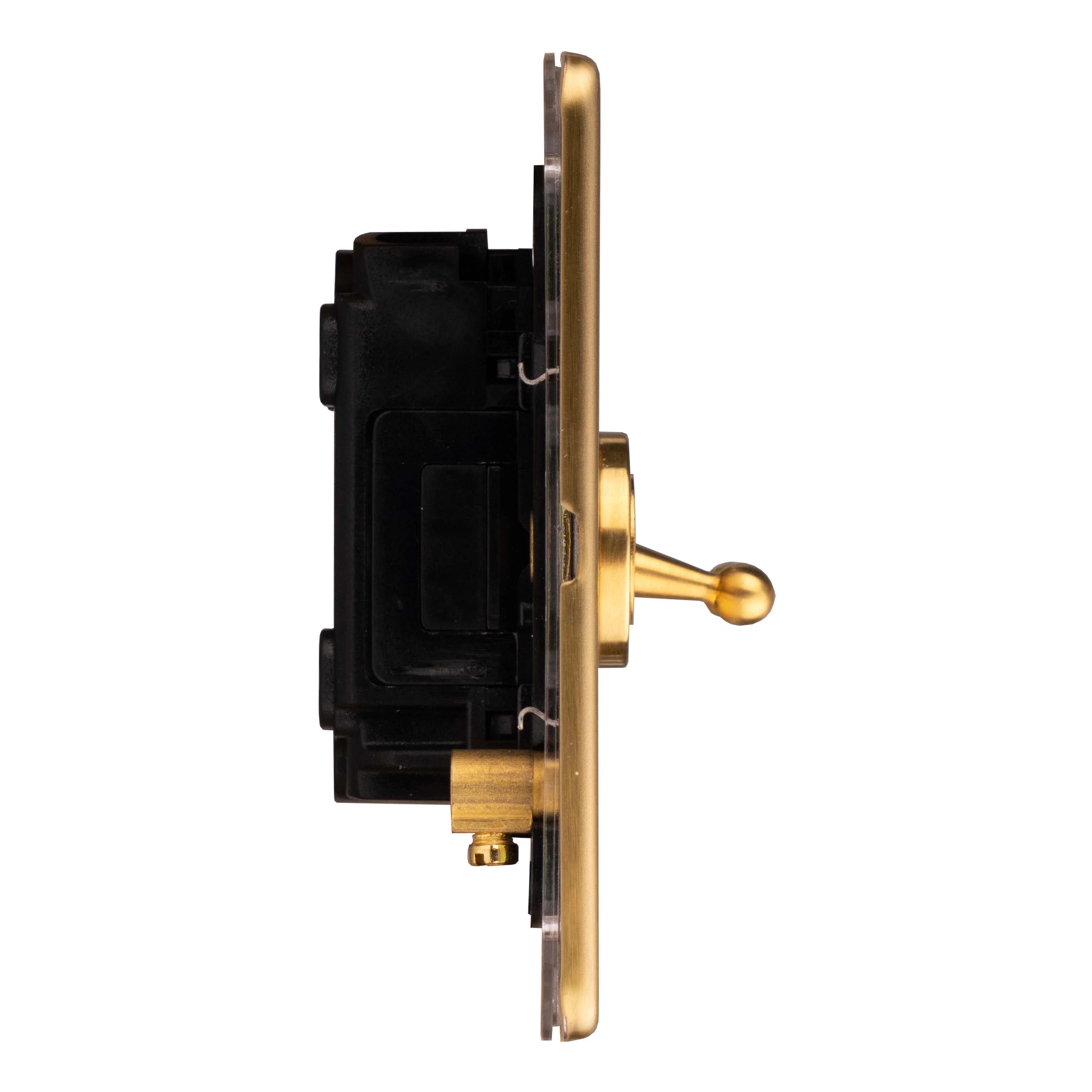 Concealed 3mm 2 Gang 2 Way Toggle Switch - Satin Brass - Image 3