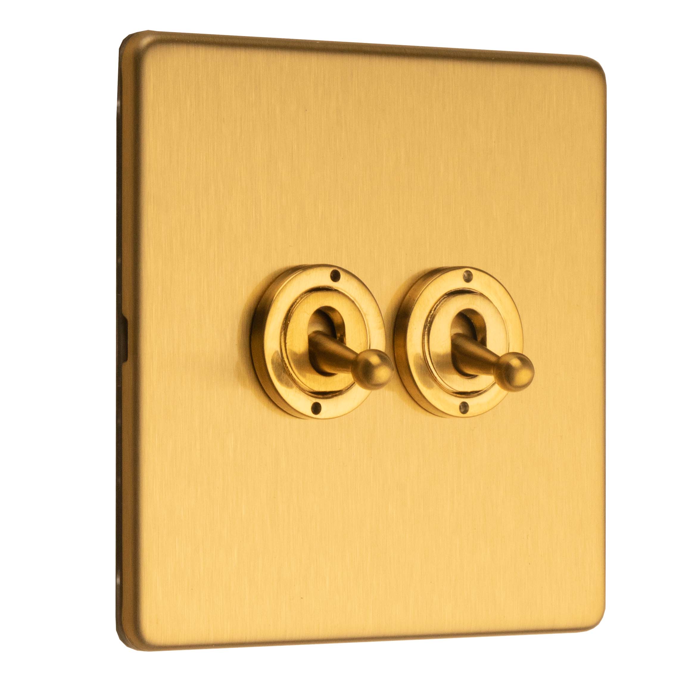 Concealed 3mm 2 Gang 2 Way Toggle Switch - Satin Brass - Image 5