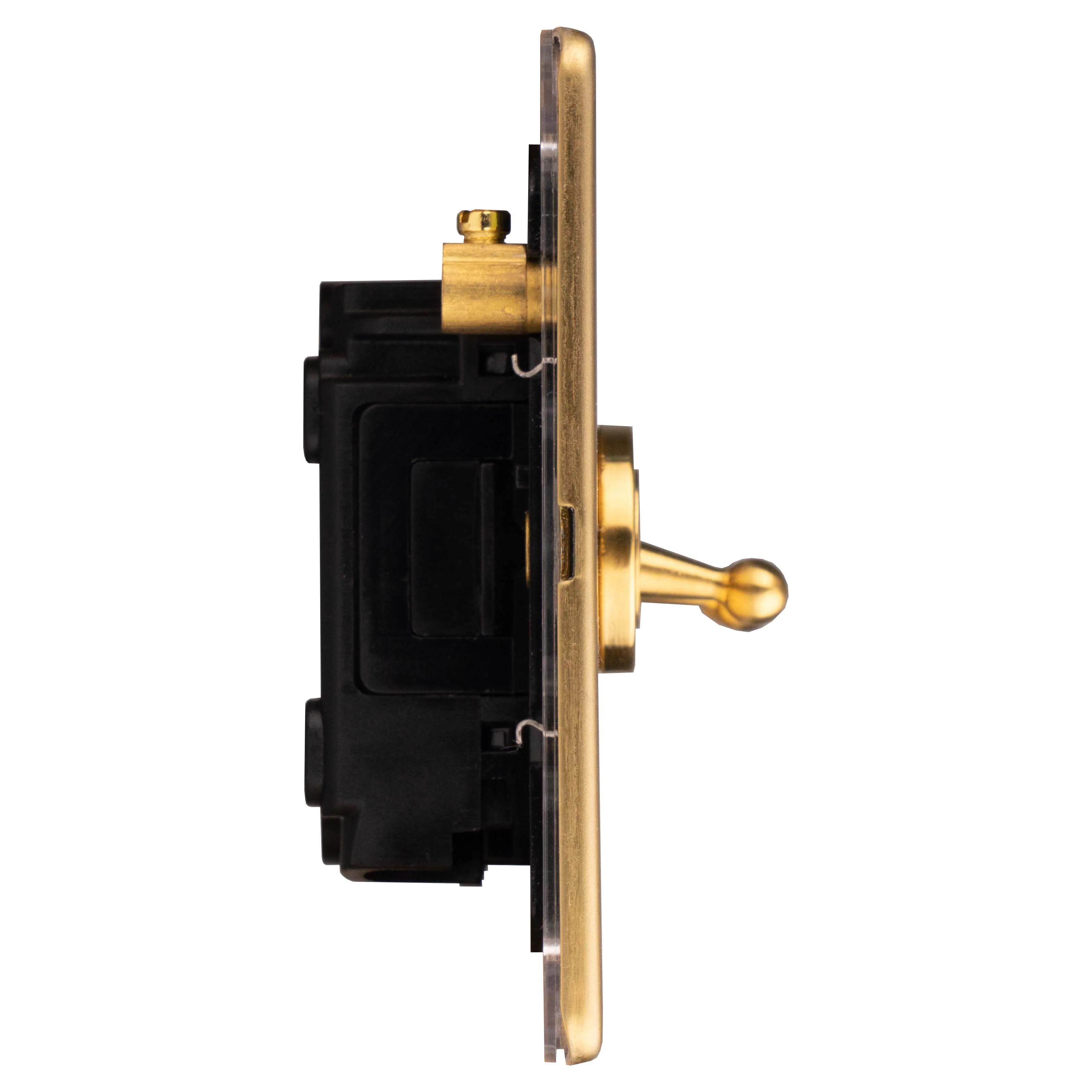 Concealed 3mm 3 Gang 2 Way Toggle Switch - Satin Brass - Image 4