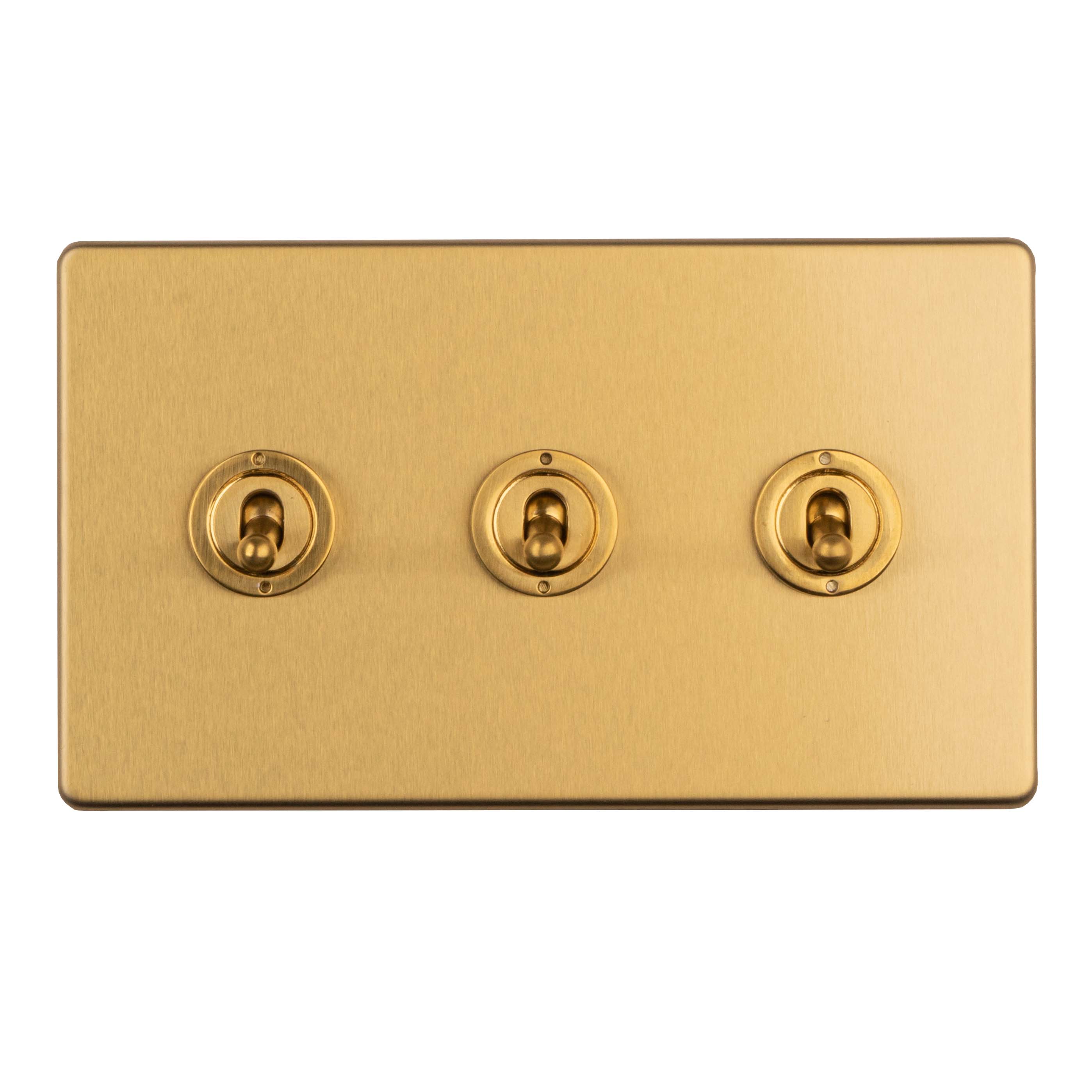 Concealed 3mm 3 Gang 2 Way Toggle Switch - Satin Brass - Image 5