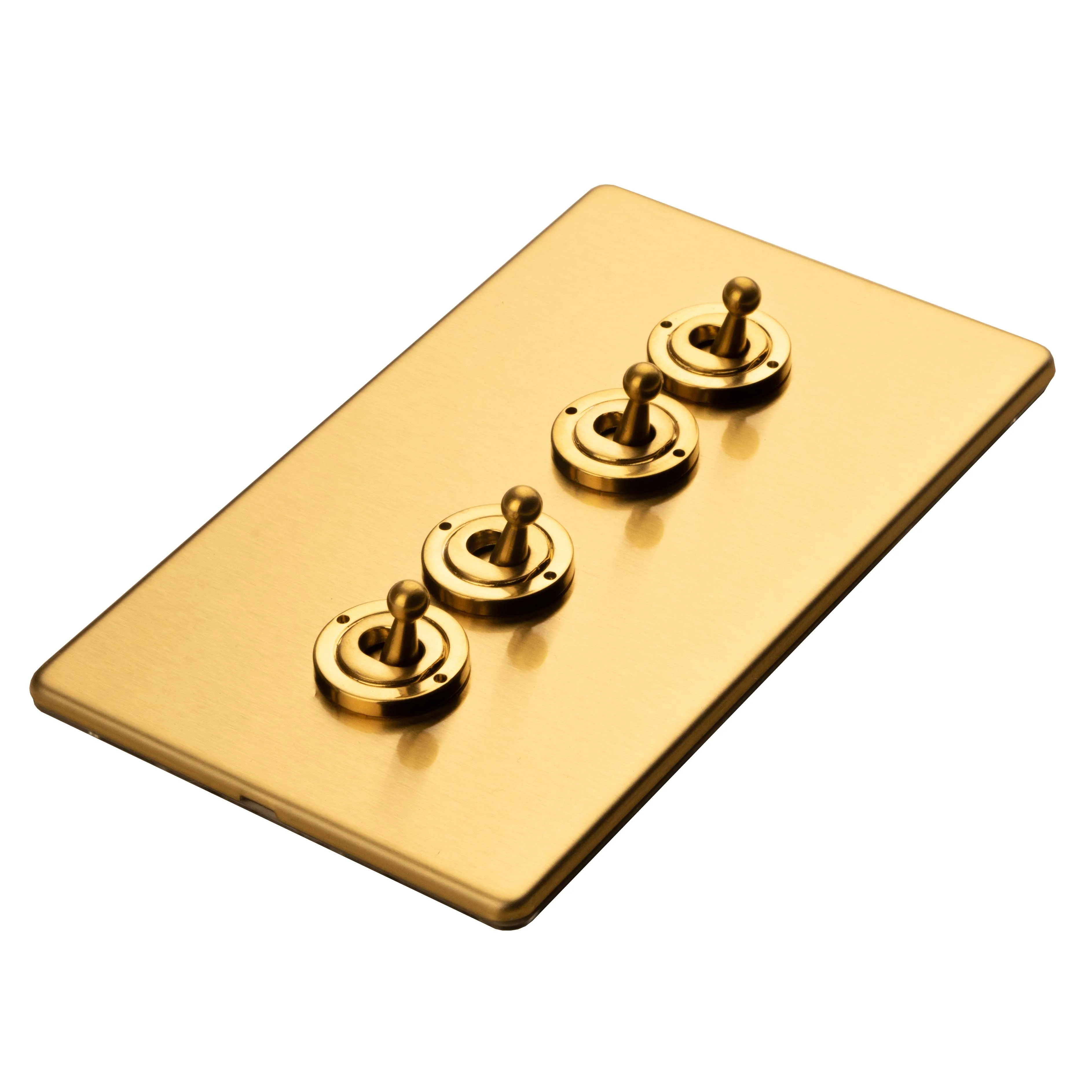 Concealed 3mm 4 Gang 2 Way Toggle Switch - Satin Brass - Image 3