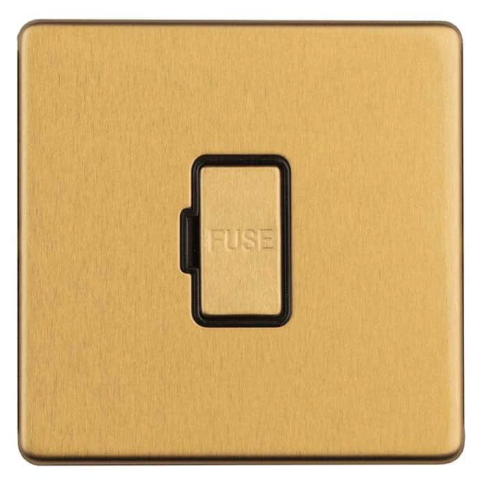 Concealed 3mm 13Amp Un-Switched Fuse Spur - Satin Brass