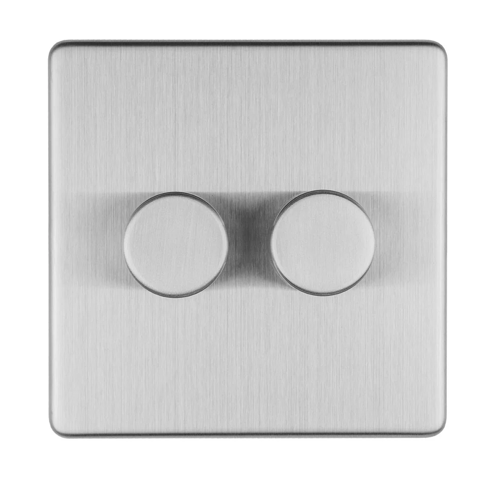 Concealed 3mm 2 Gang Led Push On Off 2Way Dimmer - Stainless Steel - Image 2