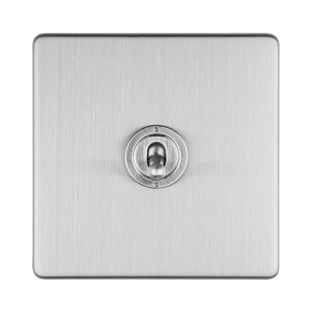 Concealed 3mm 1 Gang 10Amp 2Way Toggle Switch Satin Stainless Plate - Stainless Steel - Image 2