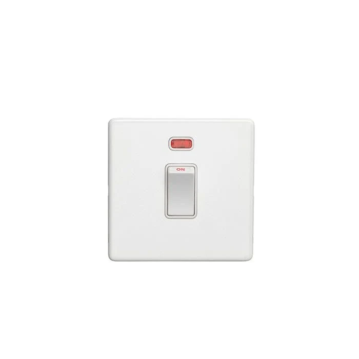 Concealed 3mm 20Amp Switch With Neon Indicator - Matt White