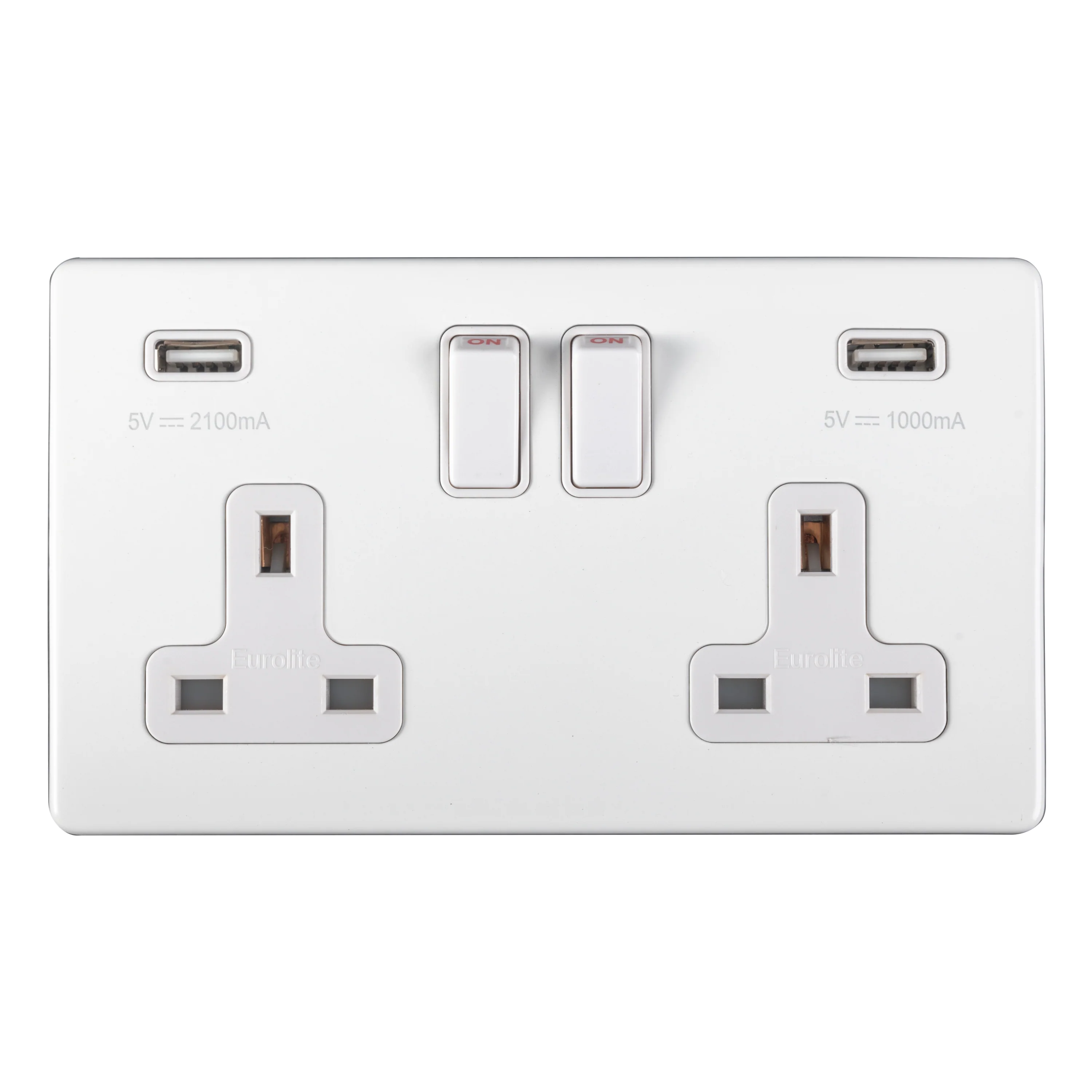 Concealed 3mm 2 Gang Usb Socket - Matt White - Image 2