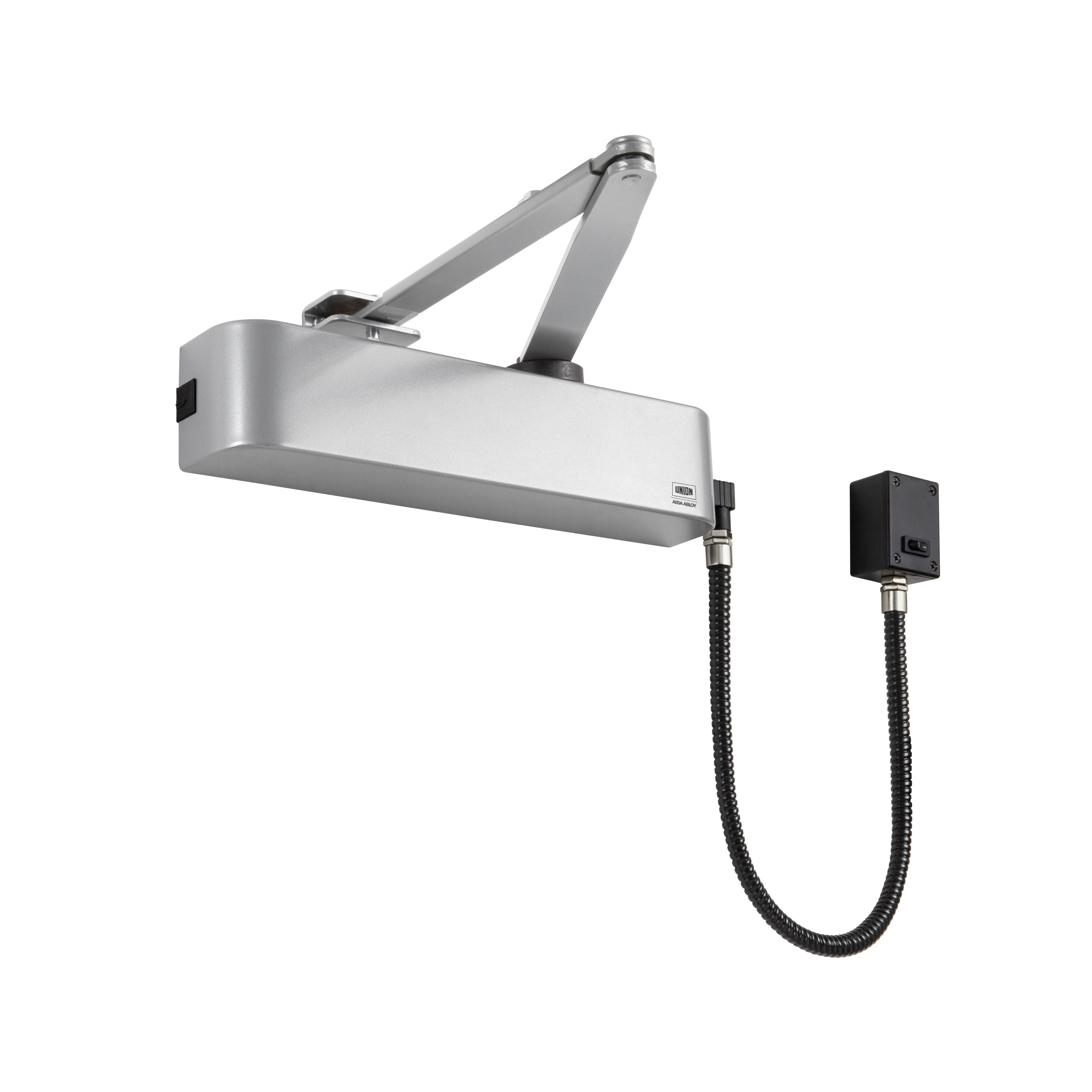 Electromagnetic Hold Open / Swing Free Door Closer EN4 - Satin Stainless Steel