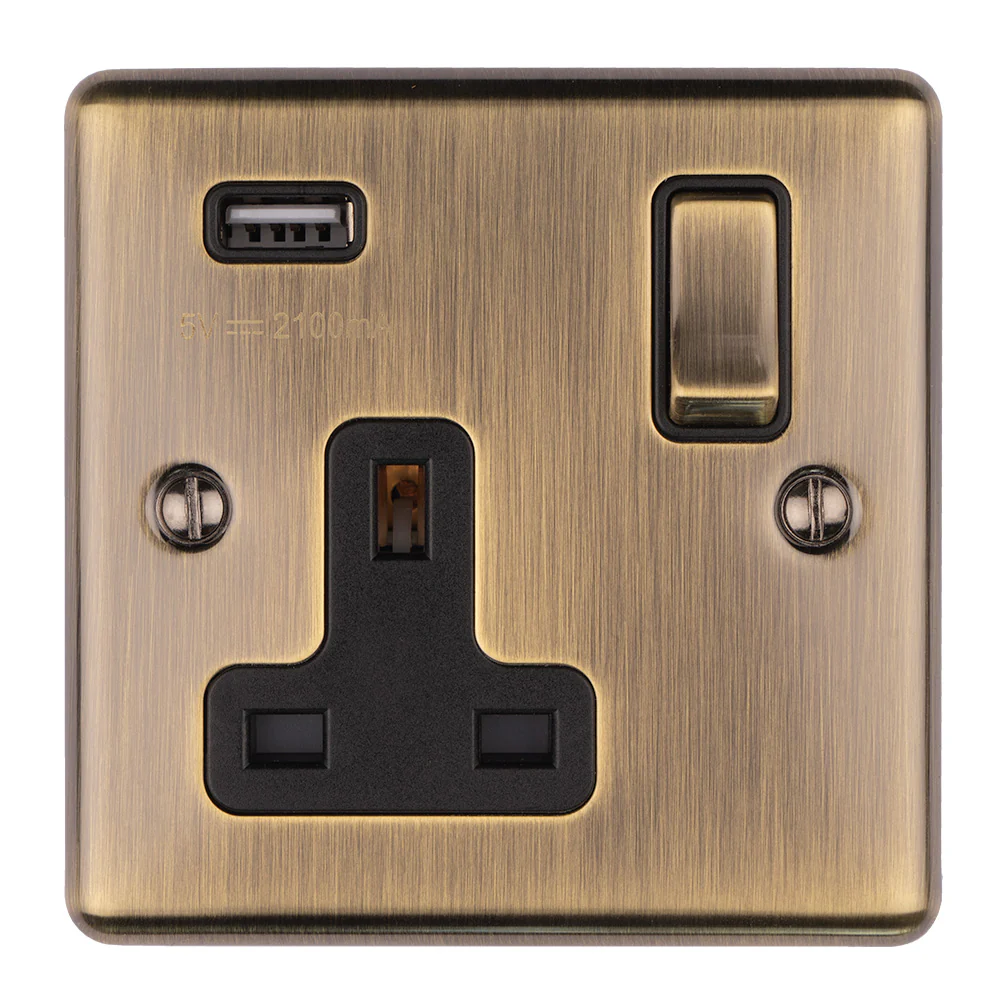Enhance Decorative 1 Gang Usb Socket - Antique - Image 2