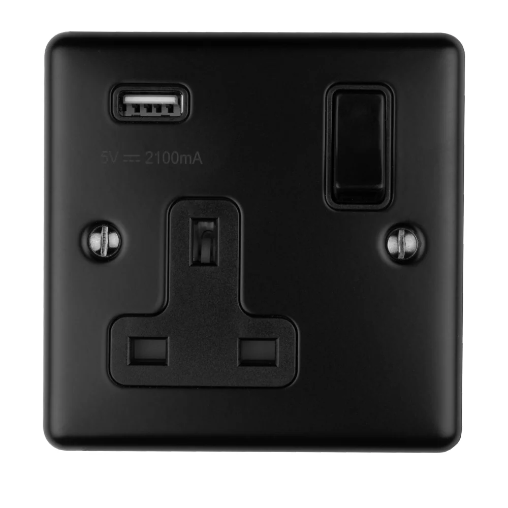 Enhance Decorative 1 Gang Usb Socket - Matt Black - Image 2