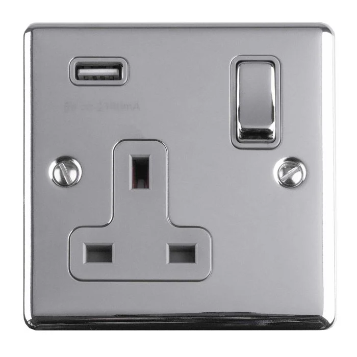 Enhance Decorative 1 Gang Usb Socket - Polished Chrome - Image 2