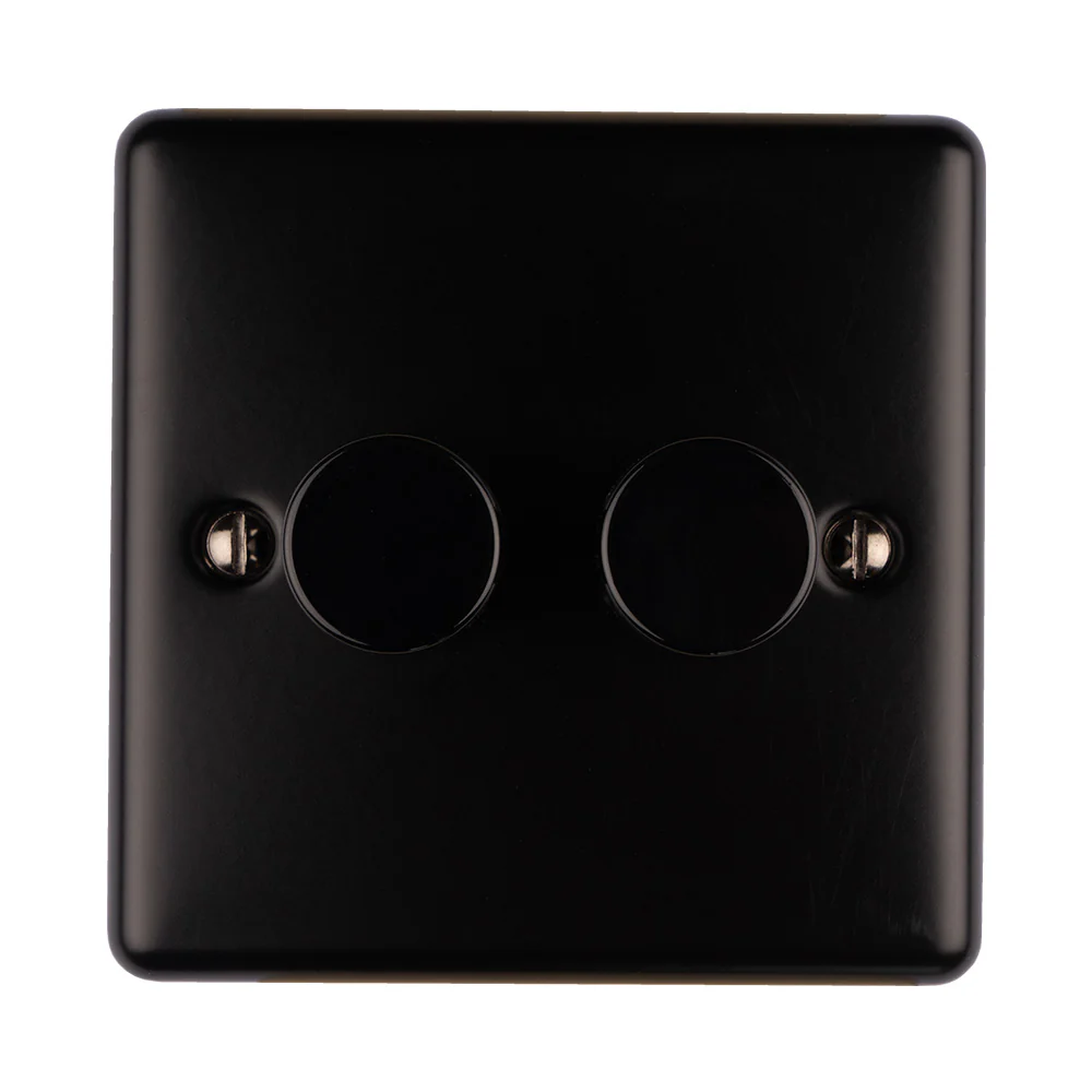 Enhance Decorative 2 Gang Dimmer - Matt Black - Image 2