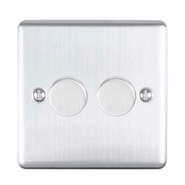 Enhance Decorative 2 Gang Dimmer - Satin Stainless - Image 2