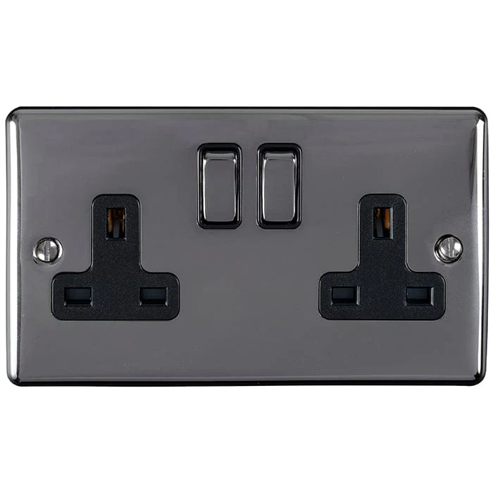 Enhance Decorative 2 Gang Socket - Black Nickel