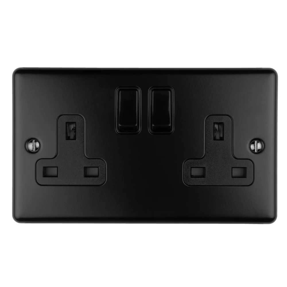 Enhance Decorative 2 Gang Socket - Matt Black - Image 2