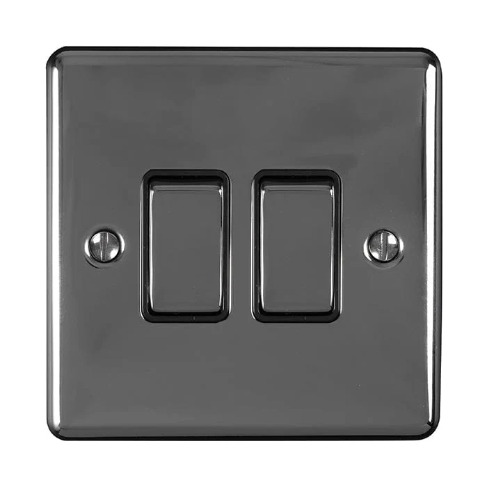 Enhance Decorative 2 Gang Switch - Matt Black