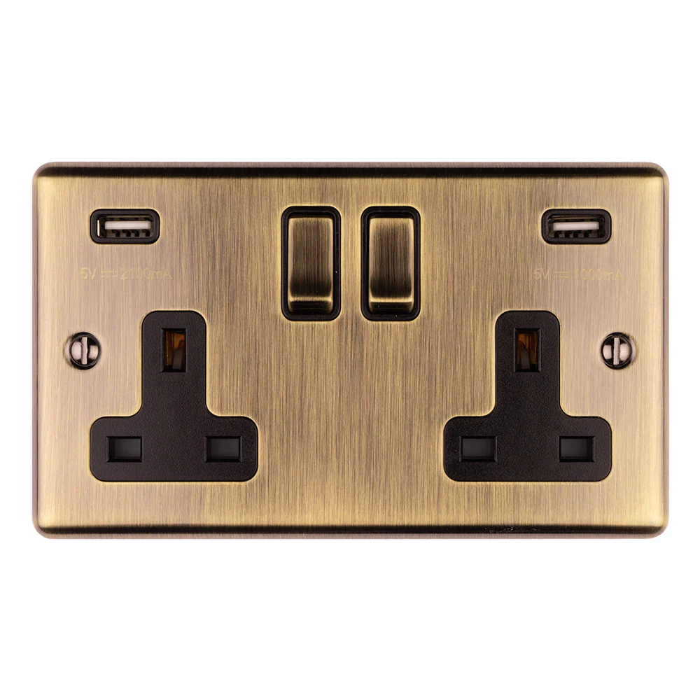 Enhance Decorative 2 Gang Usb Socket - Antique - Image 2