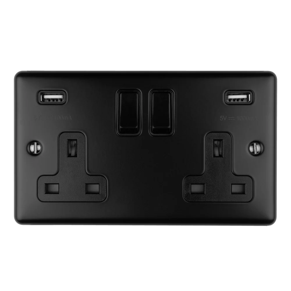 Enhance Decorative 2 Gang Usb Socket - Matt Black - Image 2