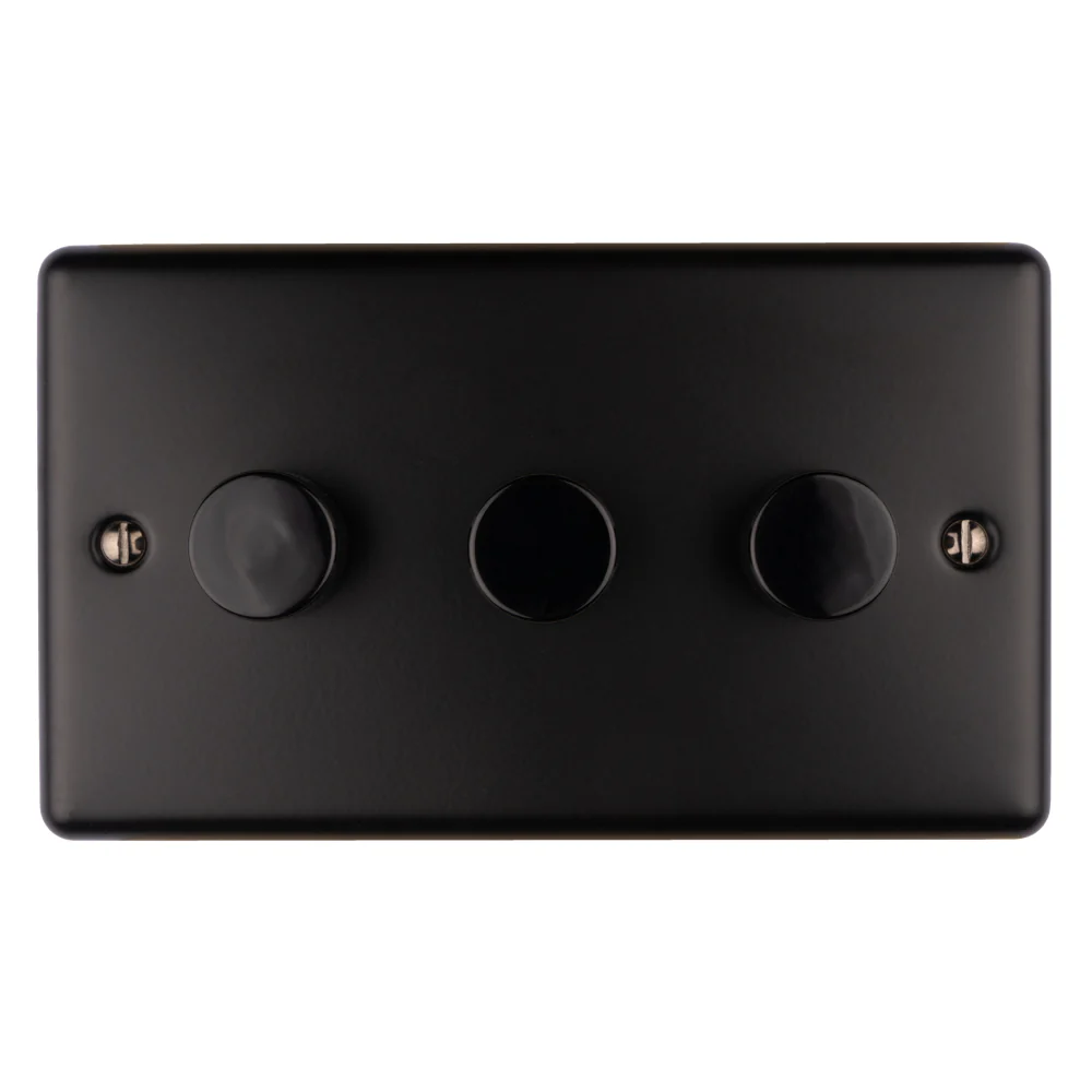 Enhance Decorative 3 Gang Dimmer - Matt Black - Image 2