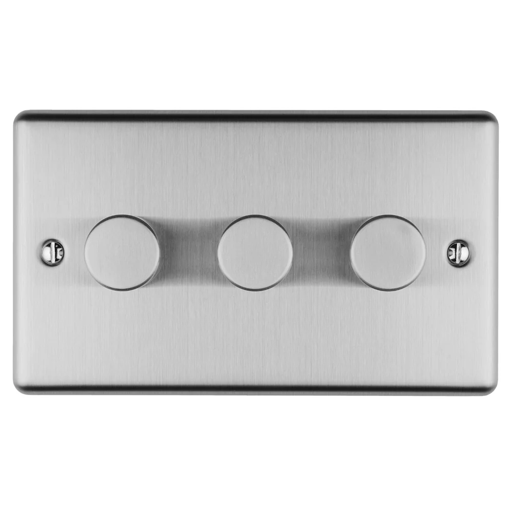 Enhance Decorative 3 Gang Dimmer - Satin Stainless - Image 2
