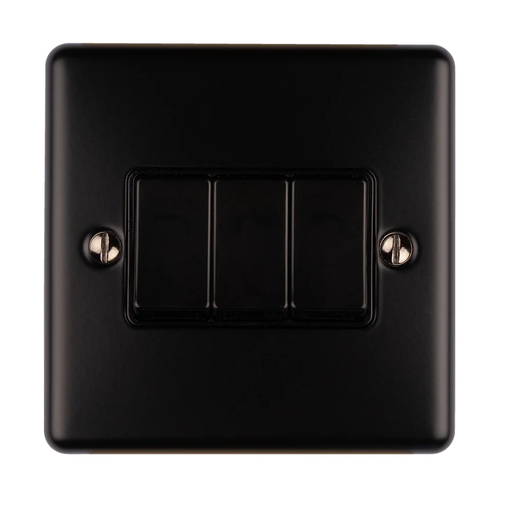 Enhance Decorative 3 Gang Switch - Matt Black - Image 2