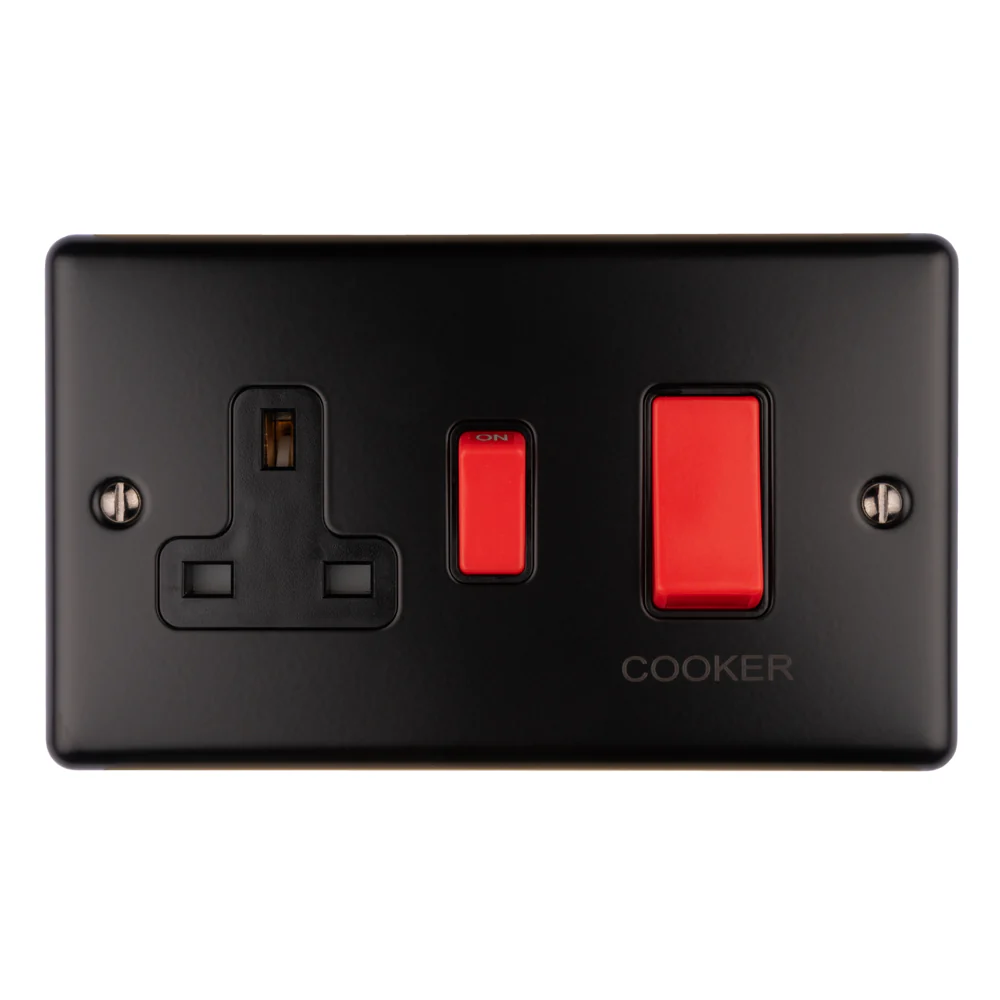 Enhance Decorative 45Amp Switch With A Socket - Matt Black - Image 2