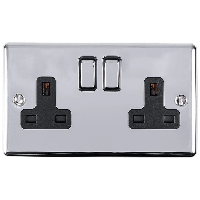 Enhance Decorative 2 Gang Socket - Polished Chrome - Image 3