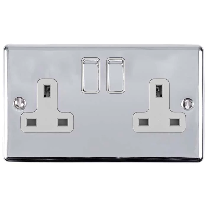 Enhance Decorative 2 Gang Socket - Polished Chrome - Image 4