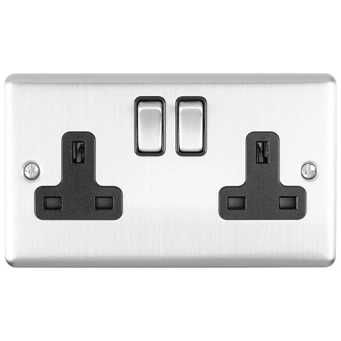 Enhance Decorative 2 Gang Socket - Satin Stainless - Image 3