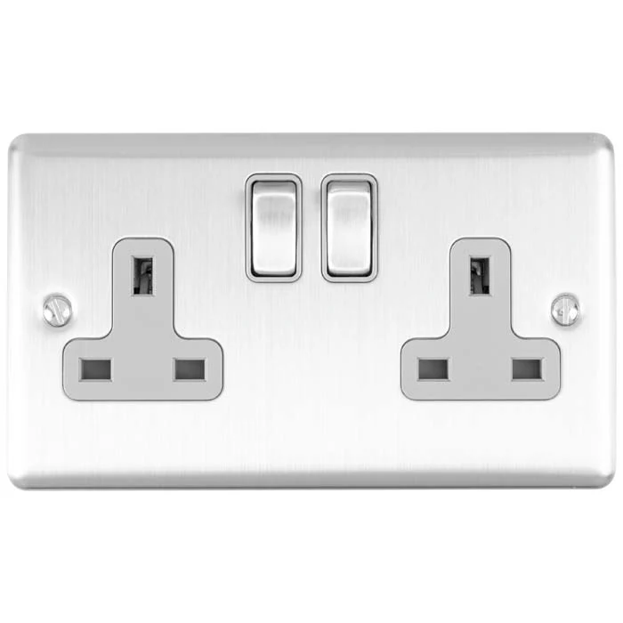 Enhance Decorative 2 Gang Socket - Satin Stainless - Image 4