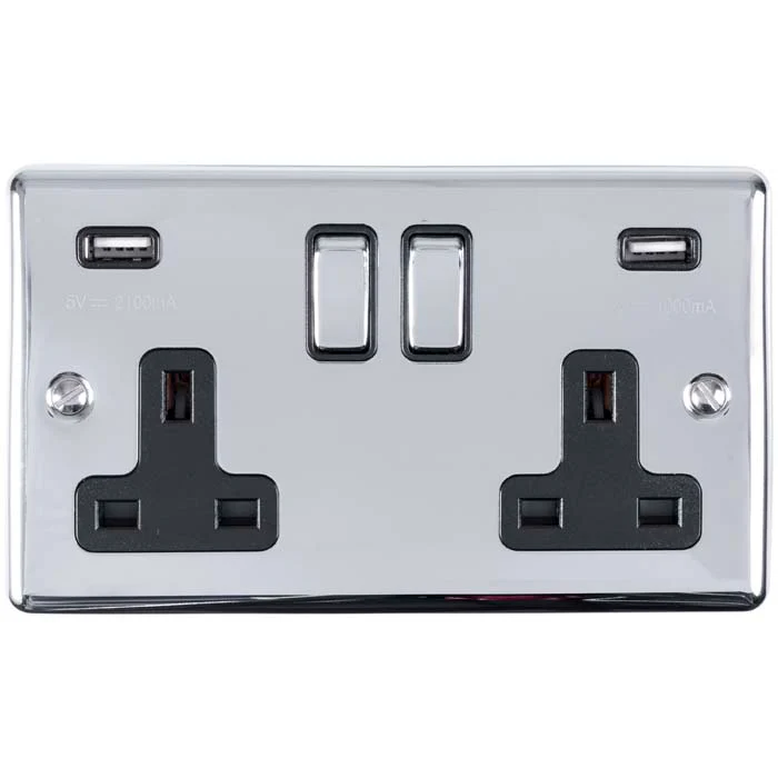 Enhance Decorative 2 Gang Usb Socket - Polished Chrome - Image 5