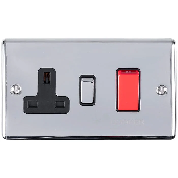 Enhance Decorative 45Amp Switch With A Socket - Polished Chrome - Image 3